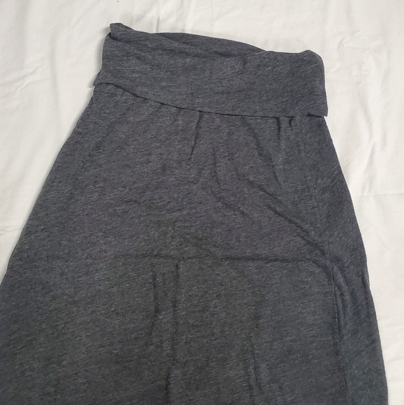 Fold Top Knit Grey Maxi Skirt - Picture 3 of 3